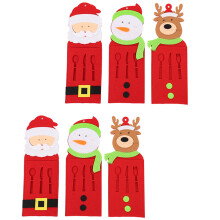 12Pcs Holiday Tableware Pouches Red Xmas Cutlery Holder Bags