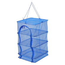 Foldable Blue Nylon Mesh Drying Rack Hanging Basket for Camping