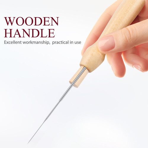 70Pcs Practical Light Brown Wooden Punch Needle Handles for Craft 2