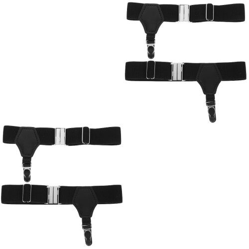 2Pcs Adjustable Men Sock Suspenders Black Elastic Socks Garters 2