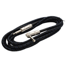 6.35mm Right Angle Mono Braided Instrument Cable Black & Blue Guitar Lead 3m