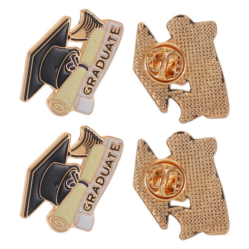 12Pcs Unique Design Graduation Hat Brooches Metal Multi Color 1