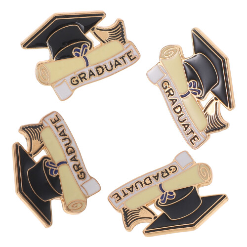 12Pcs Unique Design Graduation Hat Brooches Metal Multi Color 2