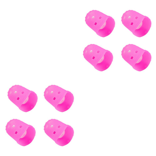 8Pcs Durable Silicone Guitar Finger Caps Pink Protectors for Beginners 2