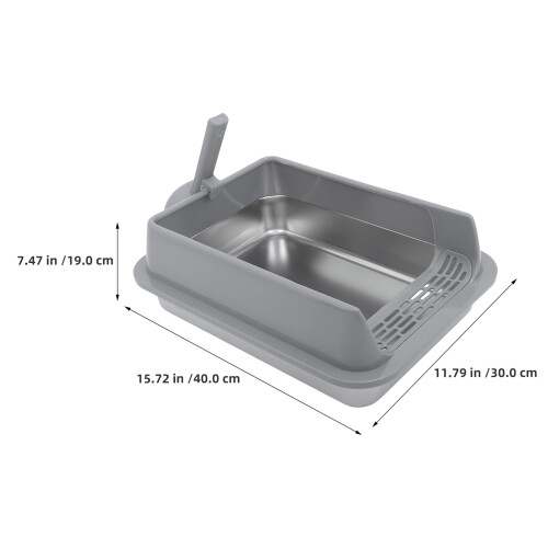 Stainless Steel Pet Litter Box Light Grey Spacious and Rustproof 1