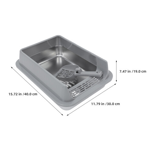 Stainless Steel Pet Litter Box Light Grey Spacious and Rustproof 2