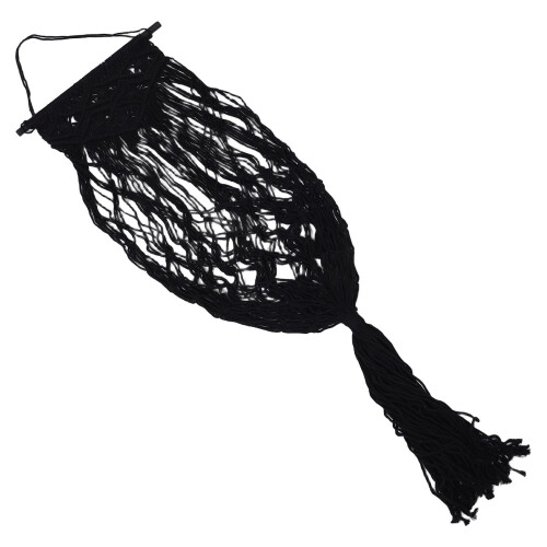 2Pcs Black Plush Toy Organizer Cotton Rope Net Wall Mounted Storage 1