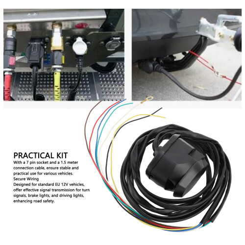 7 Pin Trailer Socket Wiring Kit 1.5m Cable for Commercial Vehicles 2