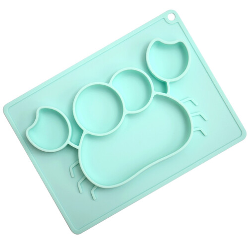 2Pcs Green Silicone Placemat Dining Tray Baby Tableware with Suction 1