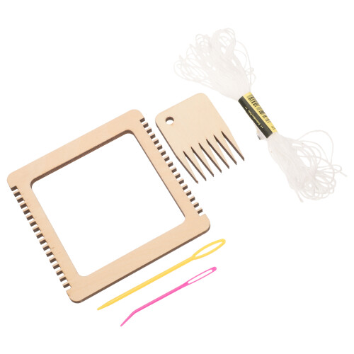 5Sets Small Wood Weaving Loom Set Khaki DIY Knitting Tool Kit 1