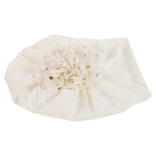 Beige Neugeborenen Baby Turban Mütze Polyester Blüten