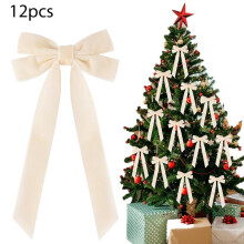Lot de 12 nœuds en velours rouge (12,7 x 25,4 cm) pour sapin de Noël, couronne, anniversaire, remise de diplômes et décoration de baby shower –