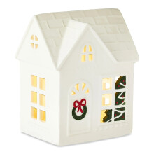 Décoration de Noël en céramique avec LED – Maisonnette – Lumière douce, fonctionne sur piles, compatible avec les décorations de Noël