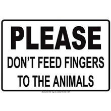 Plaque humoristique en métal « Ne donnez pas vos doigts aux animaux », 20 x 30 cm, aluminium, pour intérieur/extérieur, compatible avec la