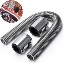 Kit de mangueira flexível de aço inoxidável para radiador de 24" com braçadeira para tampa, cor prata.