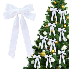 Fiocchi bianchi per albero di Natale, decorazioni autunnali/invernali per ghirlande, fiocchi in nastro per San Valentino e il Giorno del