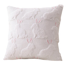 Housses de coussin de Pâques – Lapin brodé en 3D, amovibles et lavables, compatibles avec les coussins standards