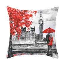 Housse de coussin décorative pour la Saint-Valentin, 45 x 45 cm, motif cœur, rouge et noir – Lot de 1