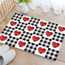 Tapis de sol romantique pour la Saint-Valentin, motif cœur rouge, doux et décoratif, idéal pour le salon et la chambre. Décoration romantique