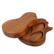 6Pcs Guitar Pick Storage Box Wooden Holder Chocolate Travel Organizer