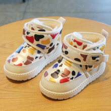 Winter Warm Fleece Lined Boots For Girls Kids Non Slip Outdoor Cold Weather Footwear With Thick Insulated Sole Beige 21