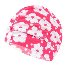Women Fabric Swim Caps Swimming Pool Water Sports Bathing Pleated Cap Hat Long Hair Nylon Turban Elastic Adults Flowers Printed