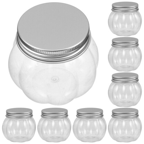 20Pcs High Clarity Pumpkin Shaped Plastic Bottles with Lids for Drinks