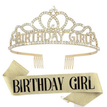 Couronne et écharpe roses pour anniversaire, accessoire de princesse pour femme, taille unique, pour femme et fille