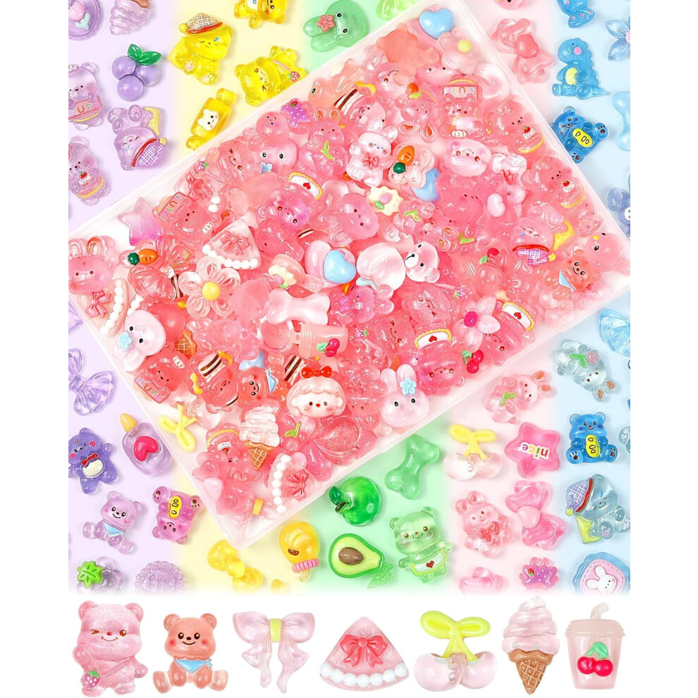 Kawaii Slime Charms Resin Flatback 100Pcs Pink 962029951049