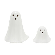 Keramisk spökdekoration, lysande spöken för inomhus Halloween-ranter Deco