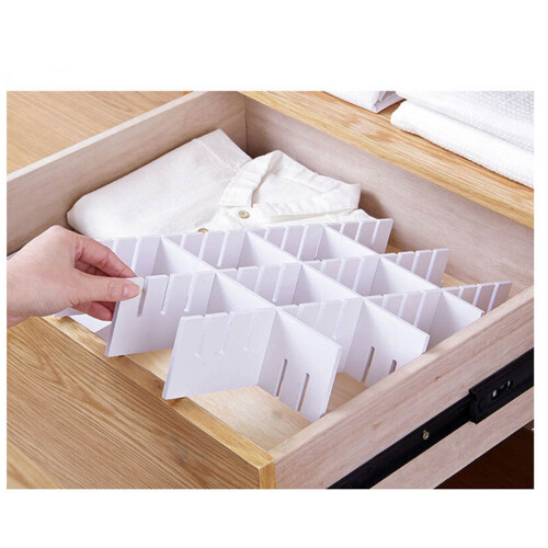 20Pcs Plastic Drawer Grid Dividers White Adjustable Storage Organizers