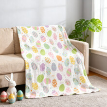 Plaid de Pâques 130 x 150 cm en flanelle douce, idéal pour le lit, le canapé et les fauteuils. Parfait pour apporter chaleur et décoration aux