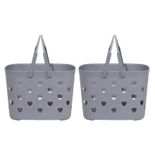4Pcs Handheld Grey Plastic Storage Baskets for Toys and Sundries