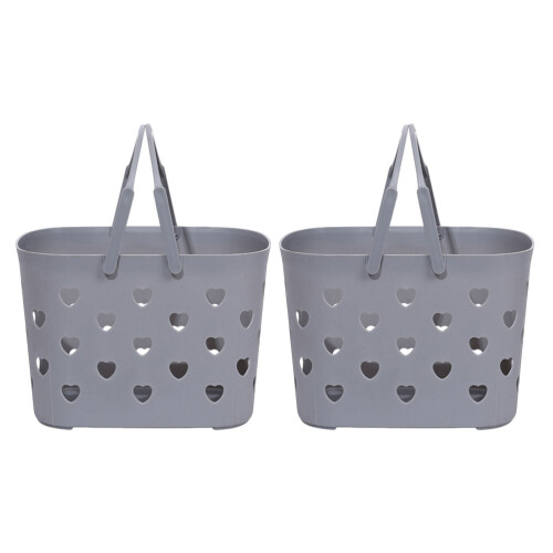 4Pcs Handheld Grey Plastic Storage Baskets for Toys and Sundries