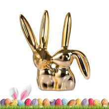 Goldener Keramikhase als Osterdekoration, Tischdeko, Schreibtisch-Osterschmuck, Vintage-Hasenfigur – das perfekte Geschenk für Zuhause, Büro oder