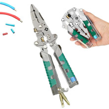 Folding Stylus Screwdriver & Wire Stripper with Voltage Tester, Non-Slip Handles — Multi-Purpose Electrical Pliers for Home/Work