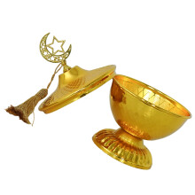 Golden Metal Candy Bowl with Lid for Eid Ramadan Wedding Treats