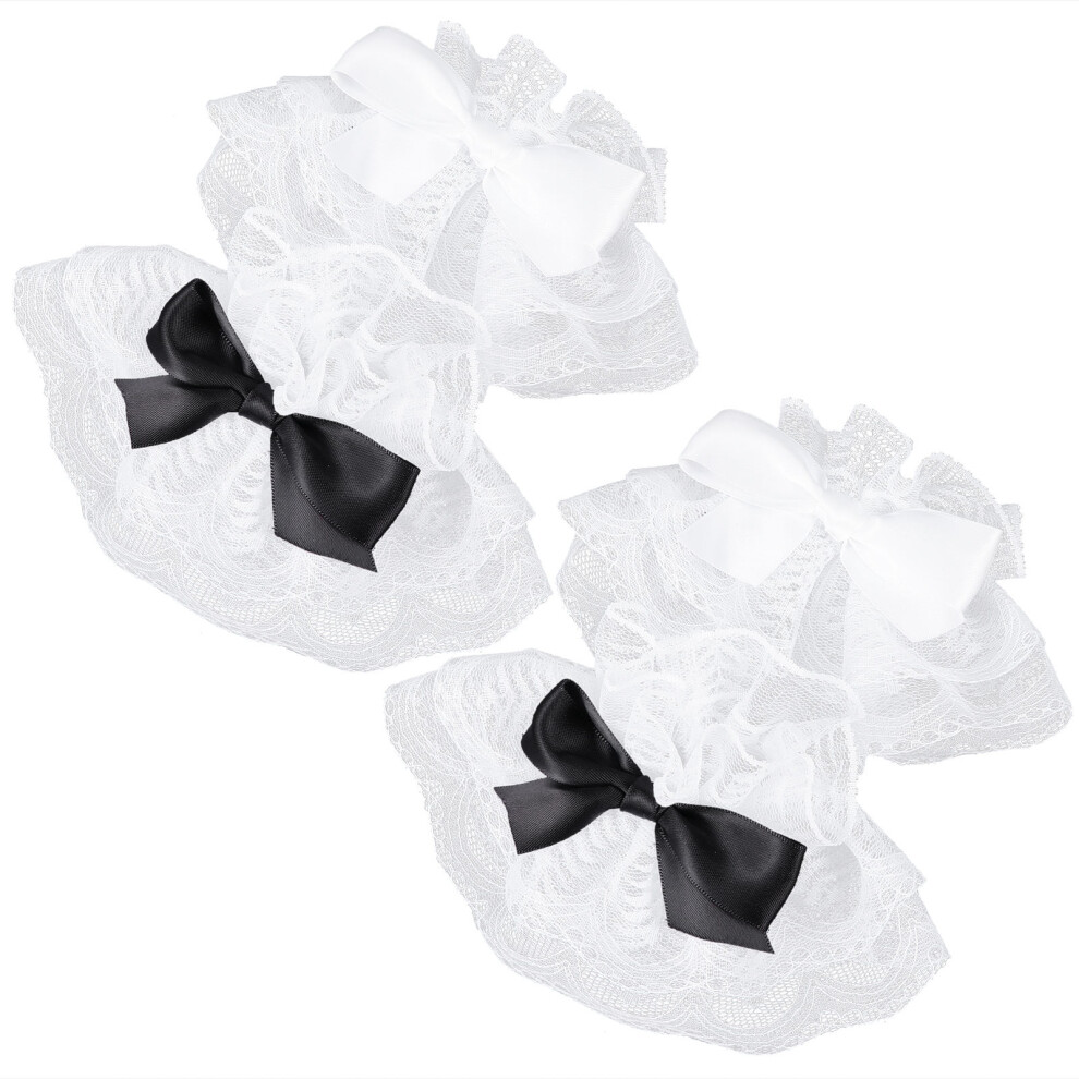 4Paren Paar Kanten Polshandschoenen Wit Vrouwen-image