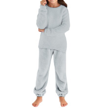 Tyttöjen pörröinen joulupyjama-setti collegepaita ja collegehousut