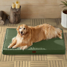 Cama para perros de exterior verde, 91 x 68 cm, con funda lavable.
