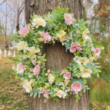 Guirlanda de flores de eucalipto de 40 cm (15,7 polegadas) para exterior.
