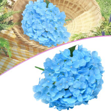 Hortensias artificiels bleus à 6 tiges, fleurs en soie artificielle pour la décoration de la maison, des mariages et des fêtes