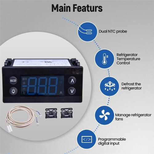 ERC112D Temperature Controller Kit, Electronic Refrigeration Controller with Dual Sensor Probes,00C30-123D-03 080G3492 1