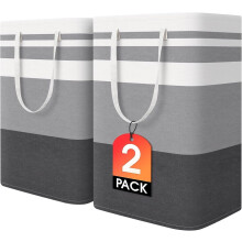 2 Pack 75L Waterproof Collapsible Laundry Baskets with Reinforced Handles – Freestanding Hampers for Dorm, Bathroom, Bedroom