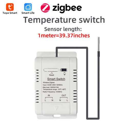 Tuya Zigbee Temperature  16A  Wireless Thermostat with 1M Temperature Sensor Supports Voice Control 1