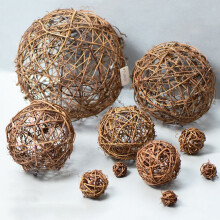 Lot de 3 boules décoratives en rotin marron pour mariage, maison, bar ou centre commercial.