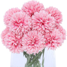 20 boules de chrysanthèmes artificiels en soie rose foncé, bouquets de chrysanthèmes artificiels pour Halloween, décoration de la maison et de la