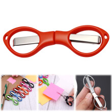 1PC Folding Travel Scissors 3.8", Stainless Steel, Anti-Rust, Glasses-Shaped, Safe for Home/Office/Craft/Sewing/Travel, Orange