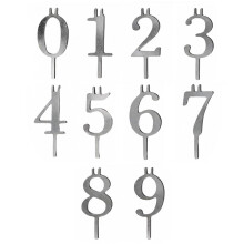 Number Birthday Candles 0-9 with Silver Holder Stand 10 Pcs