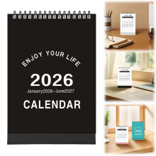 Calendrier de bureau miniature 2026, janvier 2026 – juin 2027, agenda mensuel à rabat sur pied, noir, décoration pour bureau à domicile